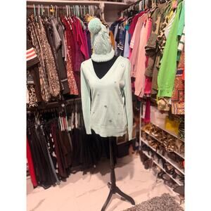 NY&C Mint green sweater and cap set parentheses (embellish) Sz M